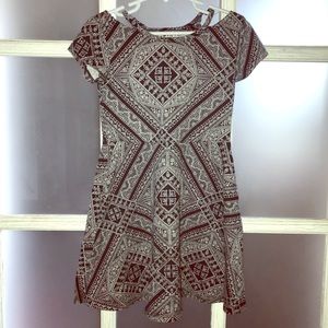 Girls Navy & White Print Cutout Dress S5/6